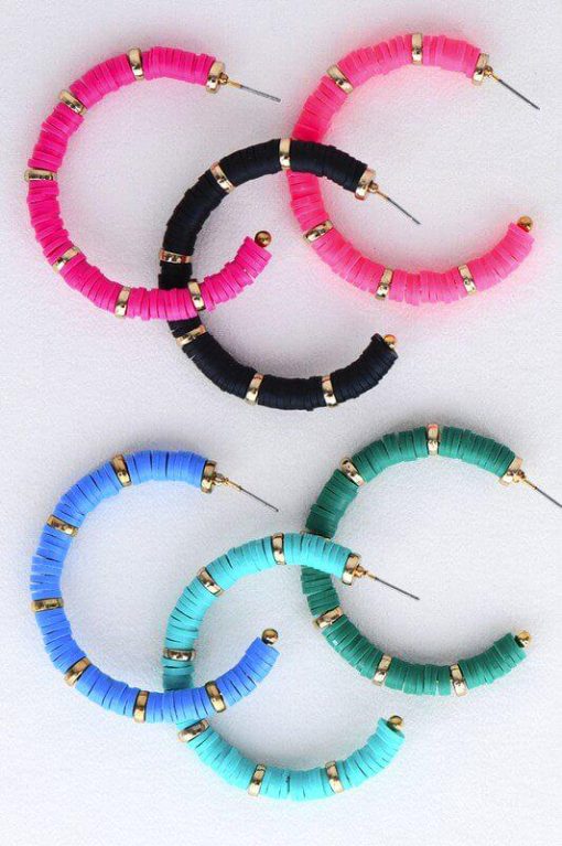 Hot Pink with Gold Disc Earrings - Image 3
