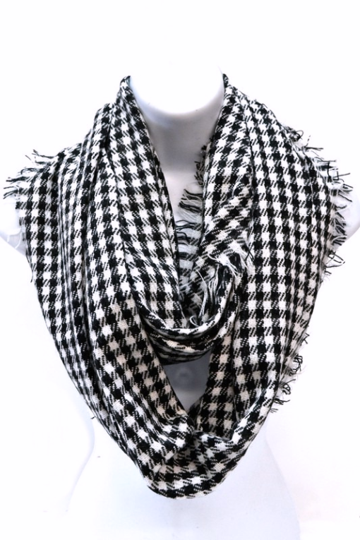 Houndstooth Infinity Scarf | Black and White Scarf