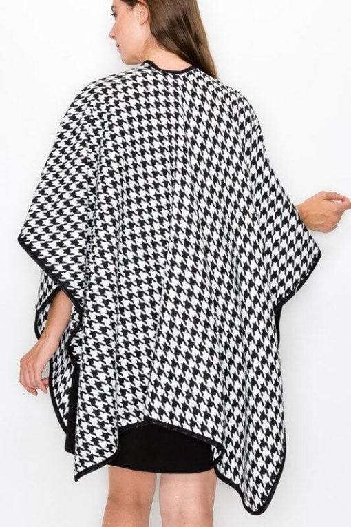 Houndstooth Wrap Poncho Cape | Mature Women's Outerwear - Image 3