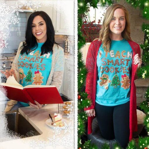 I Teach Smart Cookies Christmas T-Shirt | Teacher Graphic Tops - Image 4