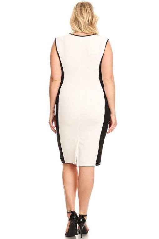 Ivory & Black Midi-Length Sheath Dress - Image 4