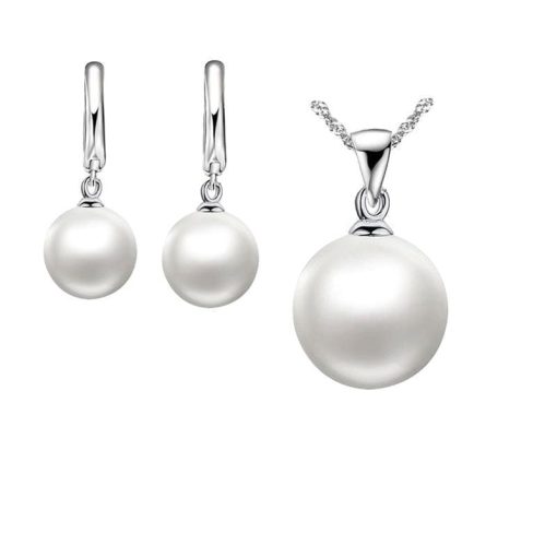 Ivory Pearl Necklace & Earrings Set Jewelry - Image 3