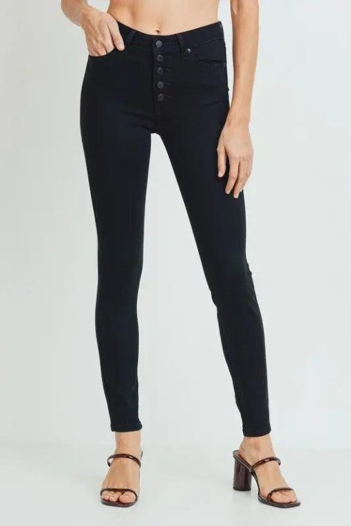 JUST USA Black Button Down Skinny Jeans