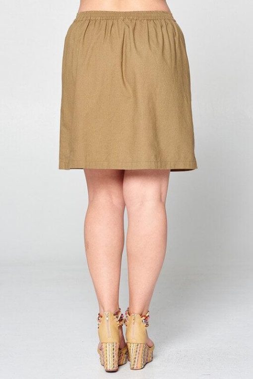 Khaki Button Front High Waist Skirt | Women's Skirts - Image 3