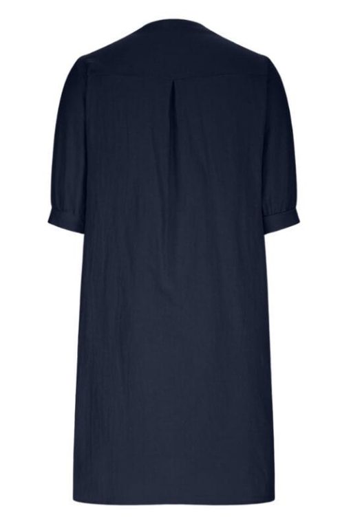 Lantern Sleeve Loose Cotton Linen Pocket Dress - Image 3