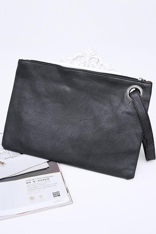 Versatile Oversized Clutch Handbag with Zipper and Inside Pocket - Image 6