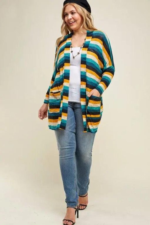 Laryn Striped Cardigan Outerwear | Plus Size Womens Clothing
