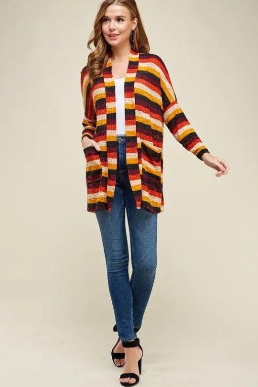 Laryn Striped Cardigan Outerwear | Plus Size Womens Clothing - Image 3