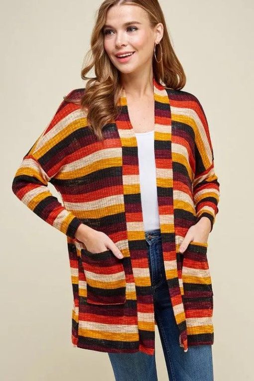 Laryn Striped Cardigan Outerwear | Plus Size Womens Clothing - Image 5