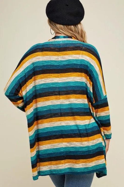 Laryn Striped Cardigan Outerwear | Plus Size Womens Clothing - Image 6
