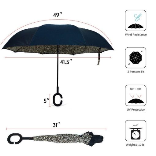 Leopard Parquet Inverted Umbrella - Image 5