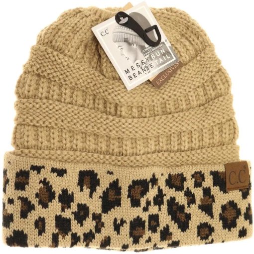 Leopard Print CC Beanie Tail Hats - Image 4