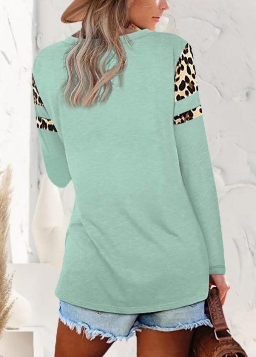 Leopard Print Pocket V-Neck Top | Animal Print Pocket Tee - Image 4