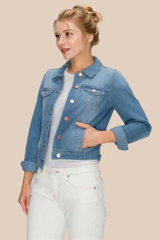 Light Blue Denim Jacket | Mature Women's Online Clothing - Image 4