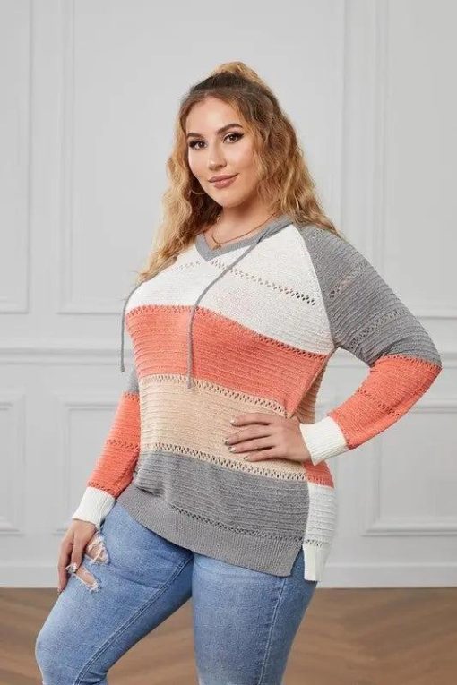Lillian Colorblock Hooded Knit Sweater Jolie Vaughan Mature Women's Online Clothing Boutique - Image 4