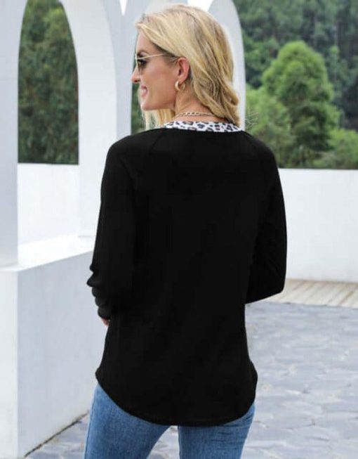 Long Sleeve Leopard Keyhole Blouse Jolie Vaughan Mature Women's Online Clothing Boutique - Image 4
