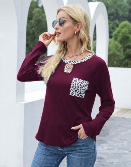 Long Sleeve Leopard Keyhole Blouse Jolie Vaughan Mature Women's Online Clothing Boutique - Image 5