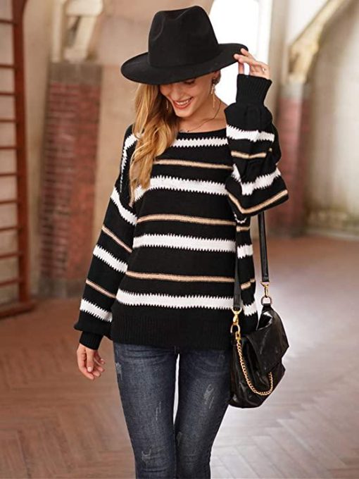 Loose Knit Stripe Dom Sweater Tops
