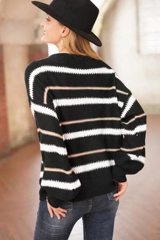 Loose Knit Stripe Dom Sweater Tops - Image 3