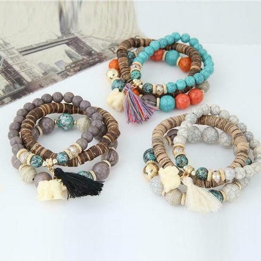 Louyue Bohemian Tassel Beaded Bracelets - Image 3