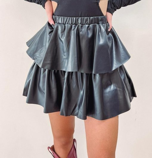 Savannah Leather Ruffle Skirt - Image 3