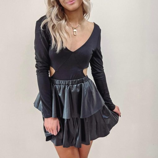 Savannah Leather Ruffle Skirt - Image 6