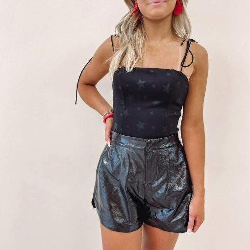 Shiny Faux Leather Shorts - Image 4
