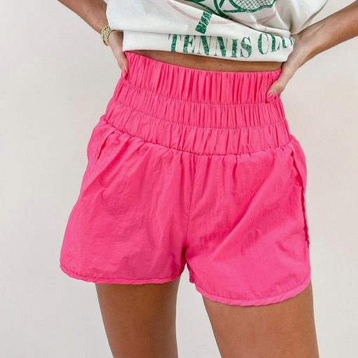Smocked Athletic Shorts – Hot Pink - Image 3
