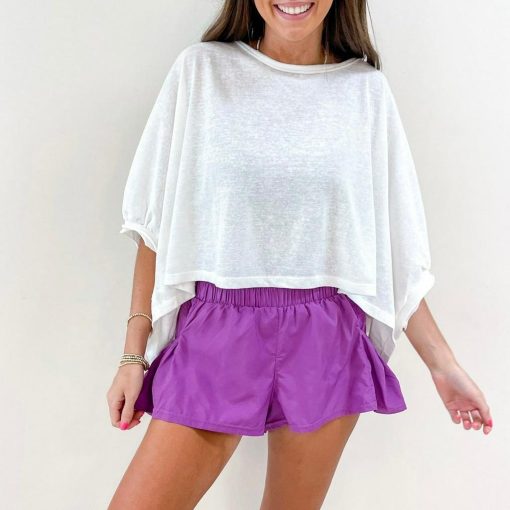 Smocked Flutter Shorts – Purple - Image 4