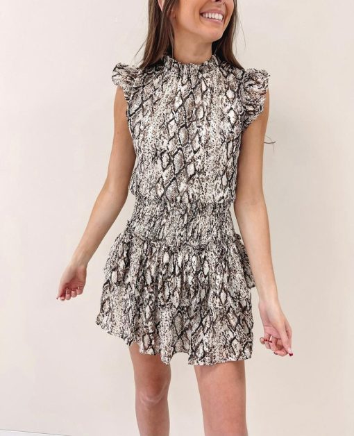 Snakeprint Smocked Dress - Image 3