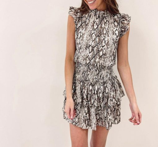 Snakeprint Smocked Dress - Image 6
