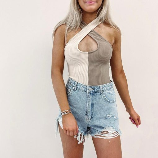 Tan Two Toned Bodysuit - Image 3