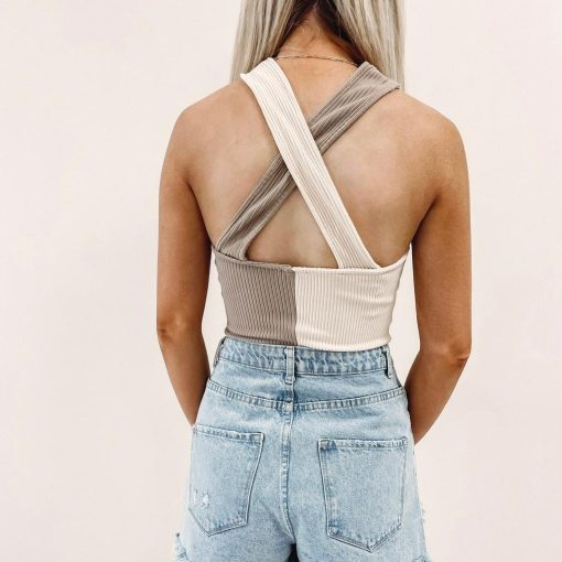 Tan Two Toned Bodysuit - Image 5