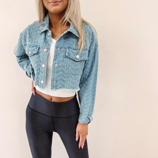 Textured Denim Jacket - Image 3