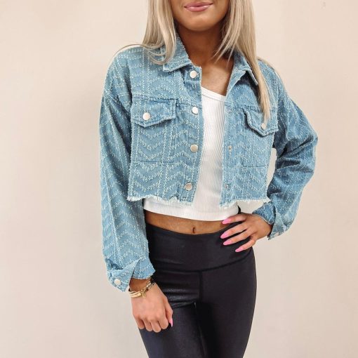 Textured Denim Jacket - Image 4
