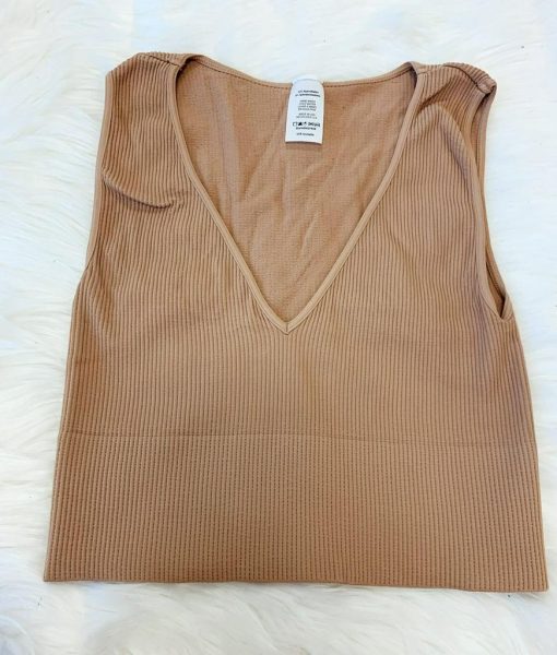 V- Neck Ribbed Seamless Brami - Image 5