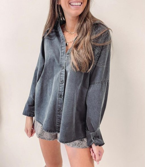 Washed Black Button Up - Image 5