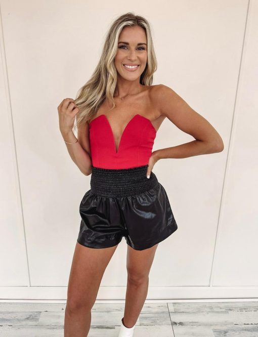 Adair Faux Leather Shorts – Black
