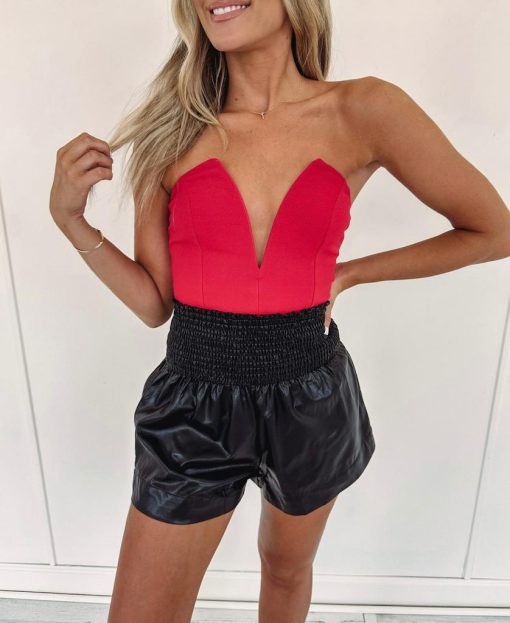 Adair Faux Leather Shorts – Black - Image 3