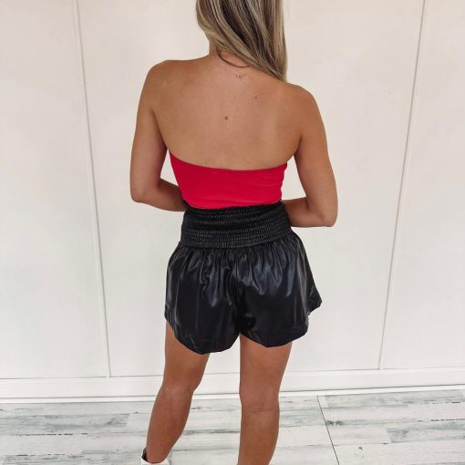 Adair Faux Leather Shorts – Black - Image 5