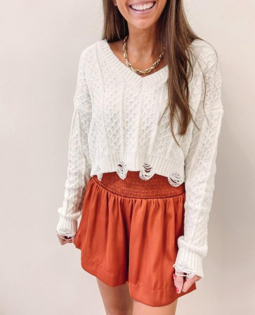 Adair Smocked Shorts – Rust - Image 4