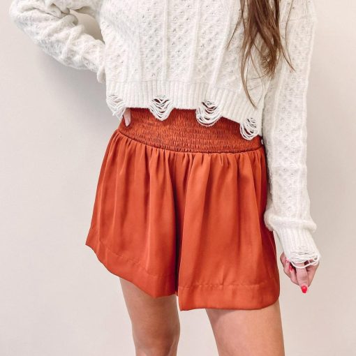 Adair Smocked Shorts – Rust - Image 6