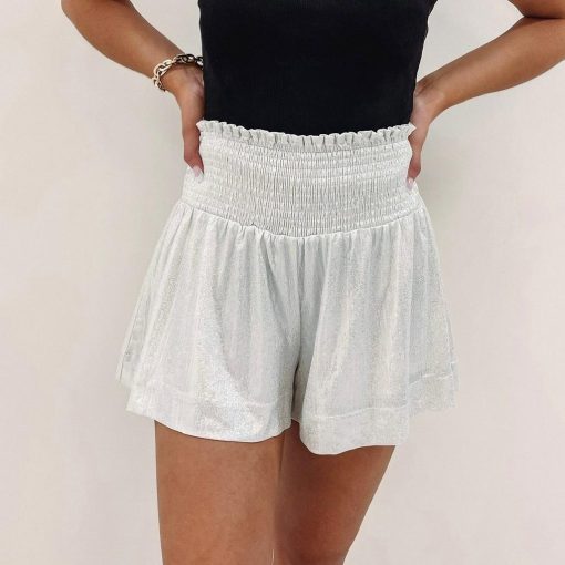 Adair Sparkle Shorts – Silver - Image 3