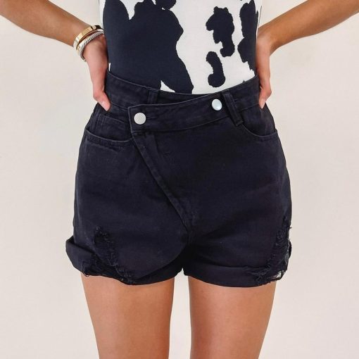 Asymmetric Black Shorts - Image 5