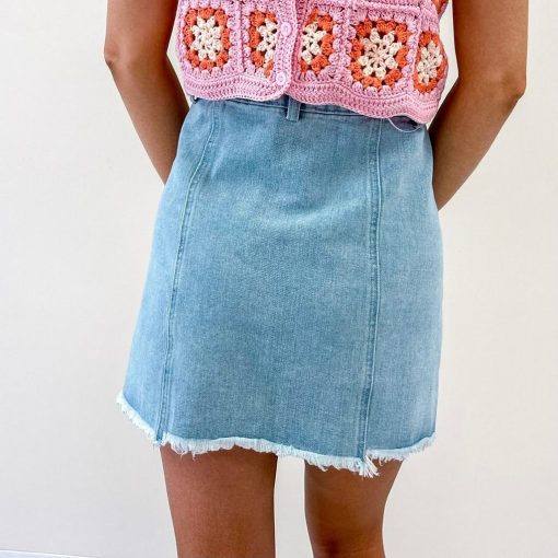 Asymmetric Denim Skirt - Image 5