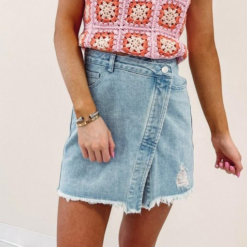 Asymmetric Denim Skirt - Image 6
