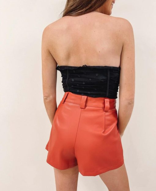 Brick Faux Leather Shorts - Image 5
