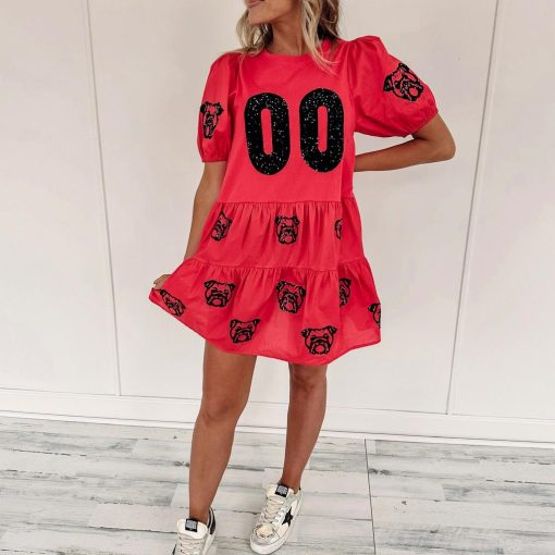 Bulldog Babydoll Dress – Red - Image 4