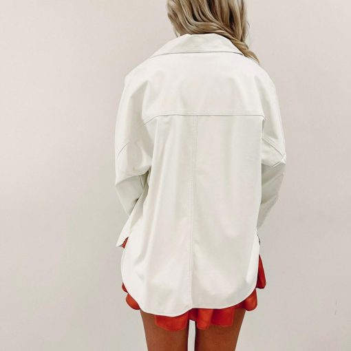 Cream Leather Shacket - Image 5