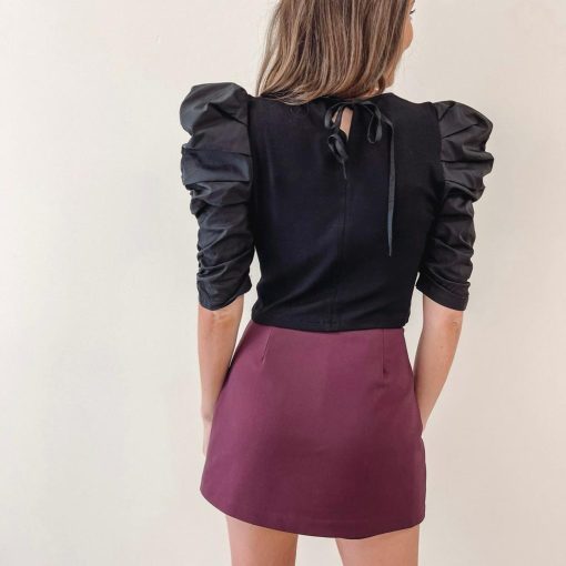 Cut-Out Mini Skort – Burgundy - Image 6